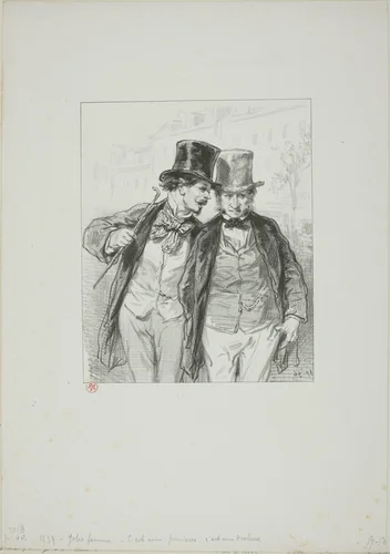 Masks and faces: Pretty woman? a bad lot by Paul Gavarni, print, 1857-1858