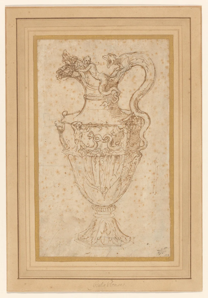 Ontwerp voor een kan by Giulio Romano, drawing, 1530-1540