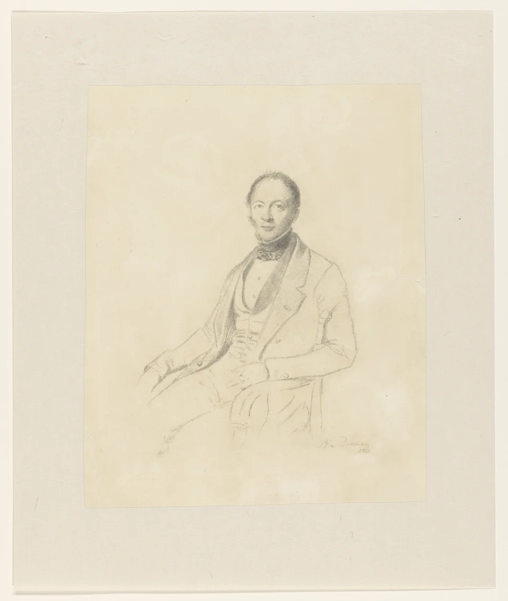 Portrait of Jean Zacharia Mazel by Nicolaas Pieneman, drawing, 1842