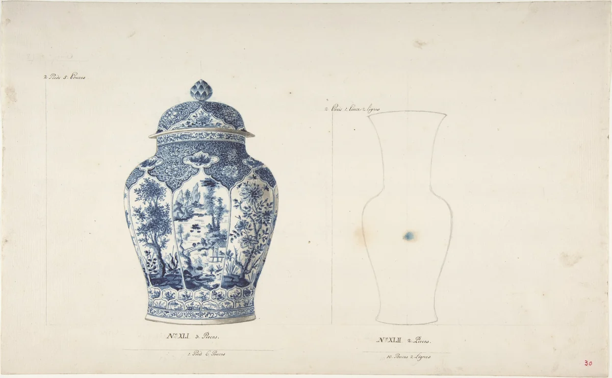 Design for Two Vases by anonymous, drawing, 1765-1790
