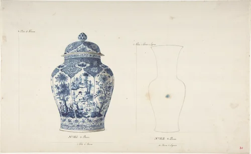 Design for Two Vases by anonymous, drawing, 1765-1790