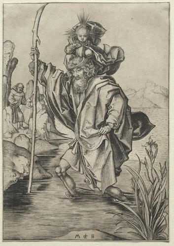 St. Christopher by Martin Schongauer, print, 1470-1485