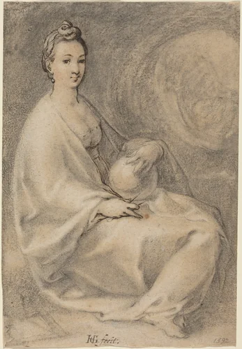 Urania by Hendrick Goltzius, drawing, 1558-1617