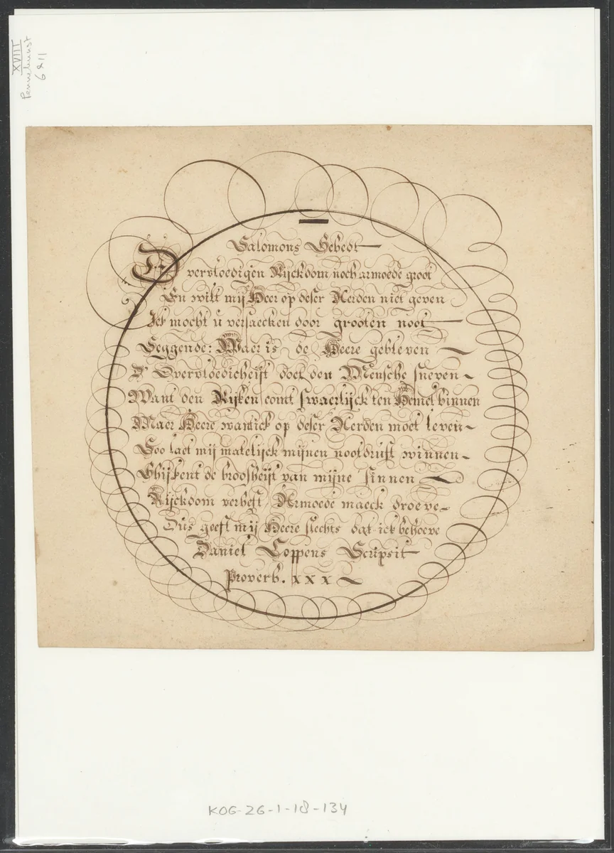 Pennekunst op Salomons Gebedt by anonymous, drawing, 1800-1899