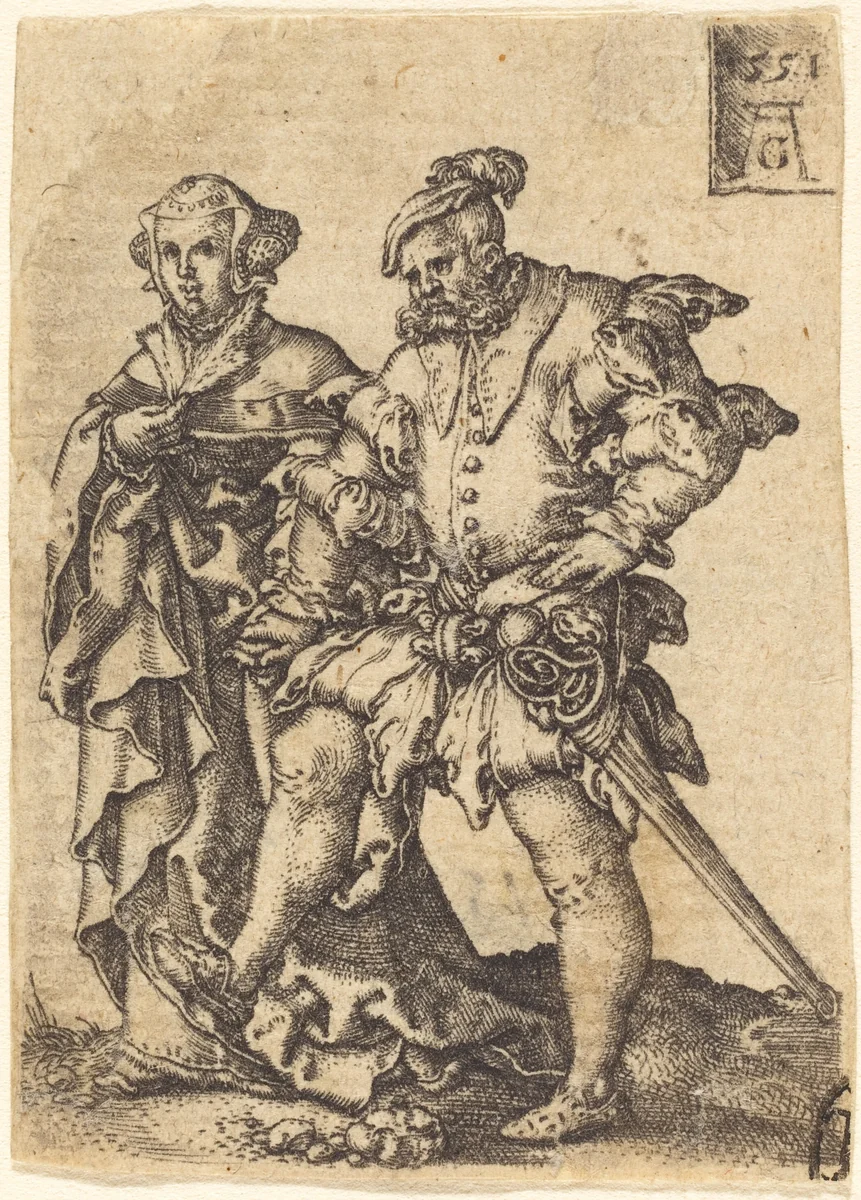 Dancing Couple by Heinrich Aldegrever, print, 1551