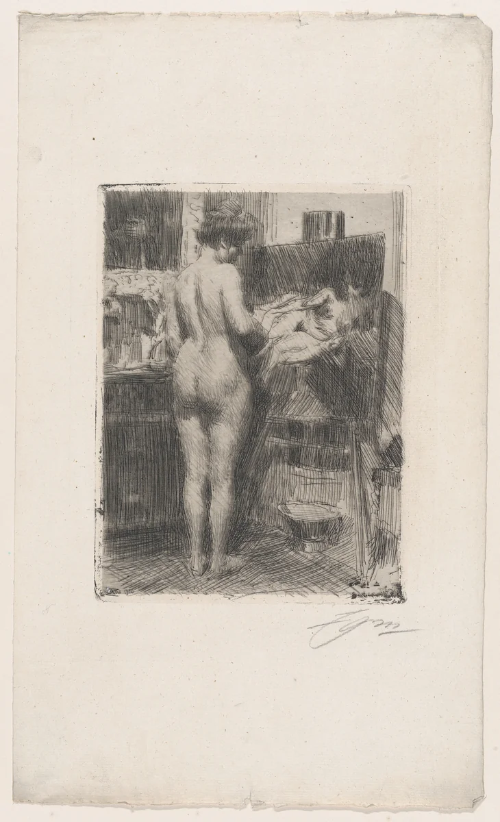 Model Before Picture by Anders Zorn, print, 1910