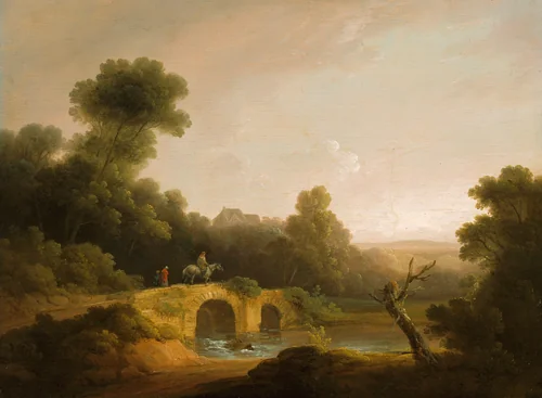 Landscape with Figures Crossing a Bridge by John Rathbone
George Morland, painting, 1790