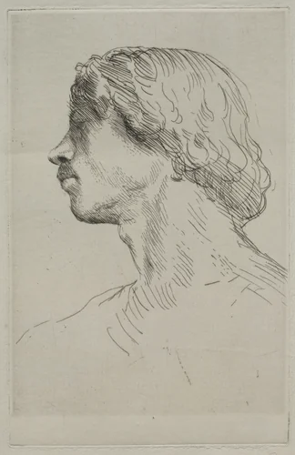 Head of a Model by Alphonse Legros, print, 1857-1911