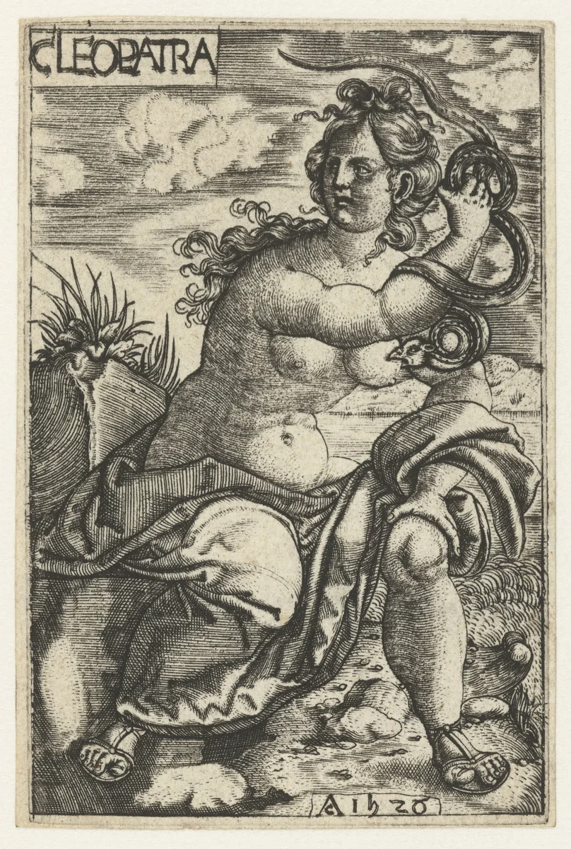 Cleopatra met slang by Unknown, print, 1526