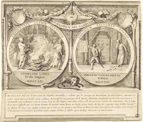 Expulsion of the Jesuits (Expulsion des Jesuites) by Gabriel de Saint-Aubin, print, 1761