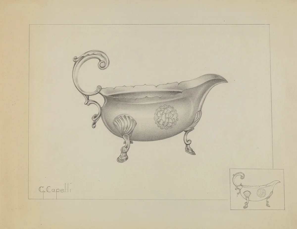 Silver Sauce Boat by Giacinto Capelli, index of american design, 1936