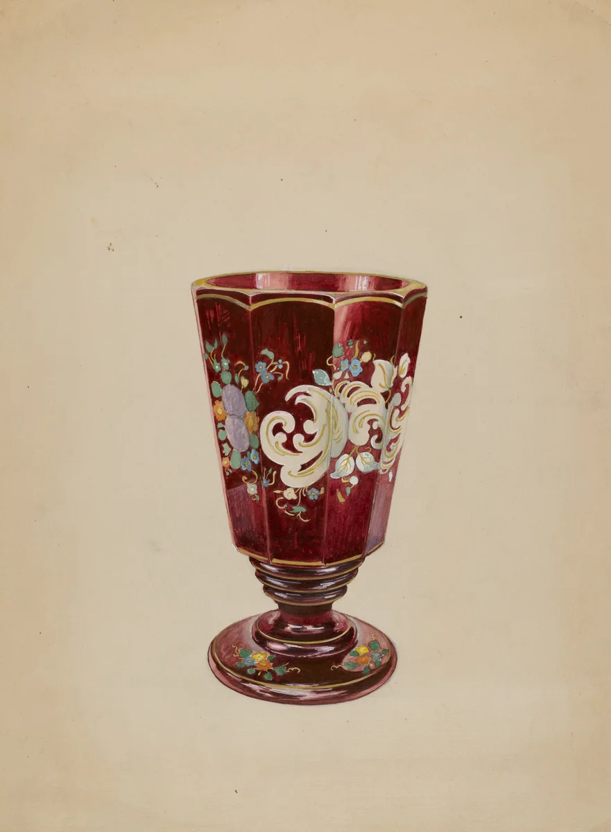 Vase (Ruby Glass) by Ralph Atkinson, index of american design, 1936