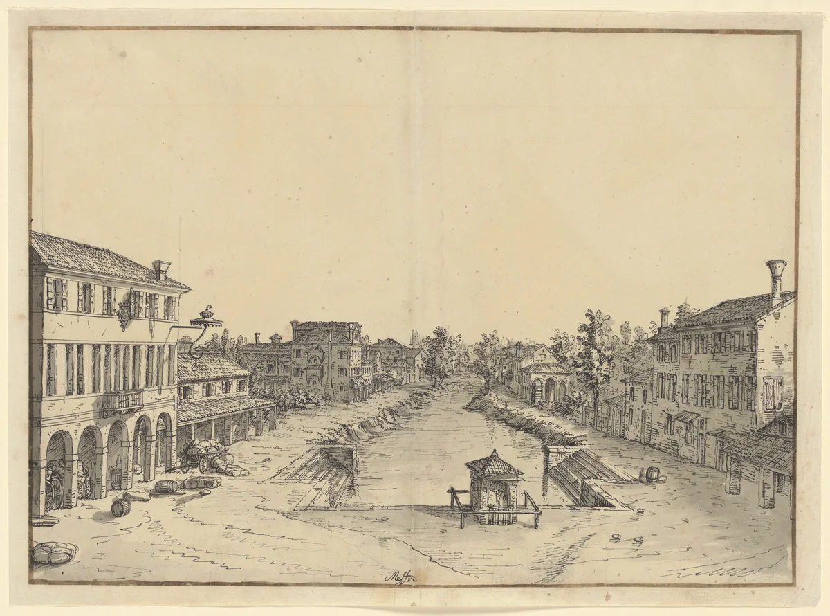 View of Mestre by Bernardo Bellotto, drawing, 1737-1744
