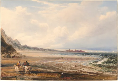 Travelers on the Sands near Redcar by Peter de Wint, drawing, 1838