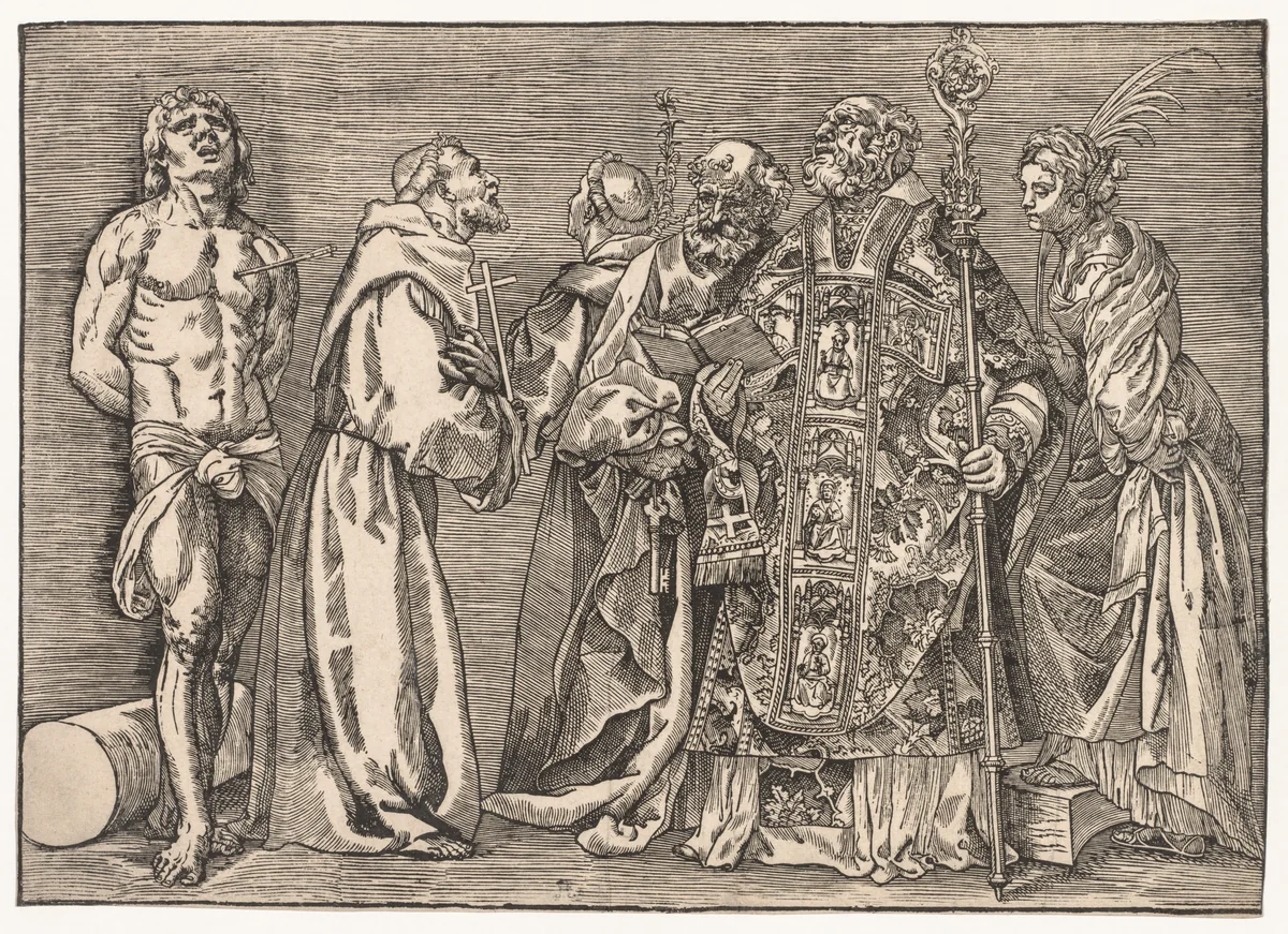 The Six Saints by Niccolo Boldrini, print, 1530-1540