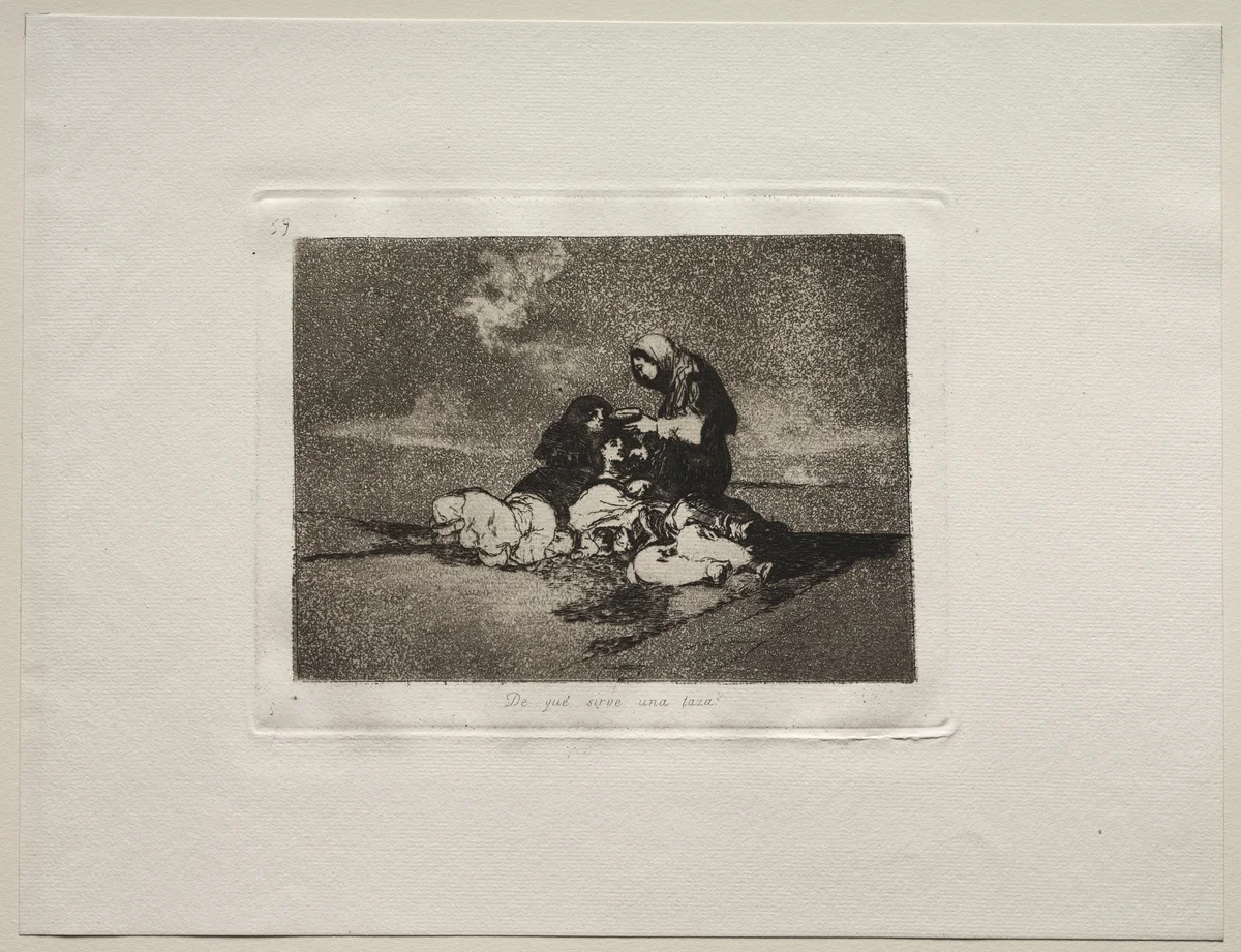 The Horrors of War: What is the Use of a Cup? by Francisco de Goya, print, 1810-1820