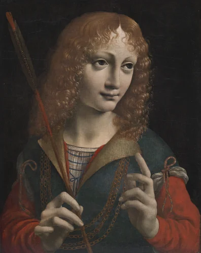 Portrait of a Youth as Saint Sebastian by Marco d'Oggiono, painting, 1485-1489