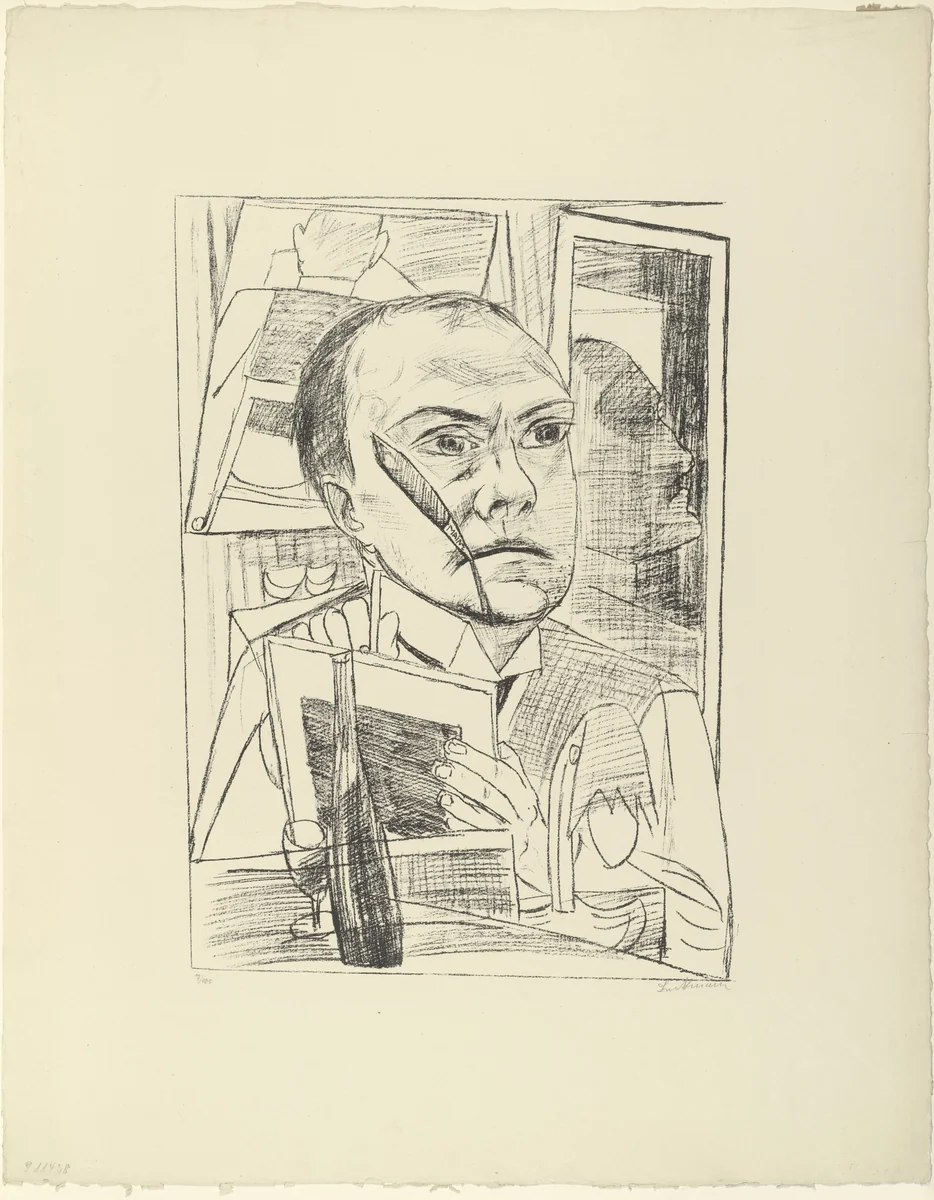 Self-Portrait in the Hotel (Selbst im Hotel) from Trip to Berlin 1922 (Berliner Reise 1922) by Max Beckmann, print, 1922