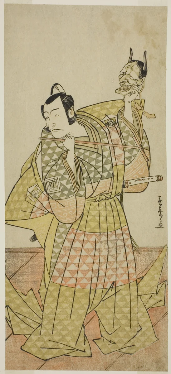 The Actor Ichikawa Danjuro V as Kudo Suketsune in the Play Kaido Ichi Yawaragi Soga, Performed at the Nakamura Theater in the First Month, 1778 by Katsukawa Shunsho (勝川 春章), print, 1773-1783