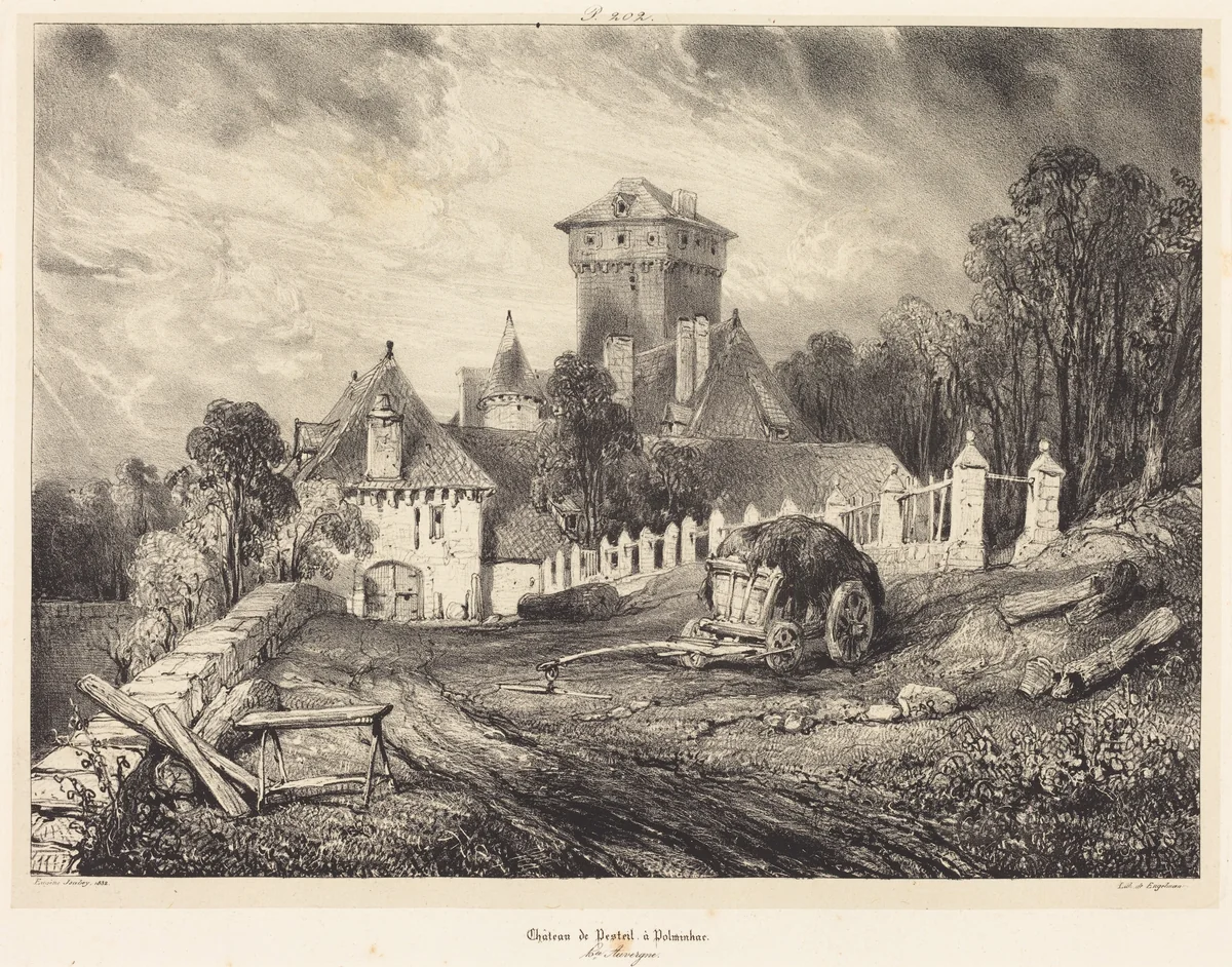 Château de Pesteil à Polminhac by Eugène Isabey, print, 1832