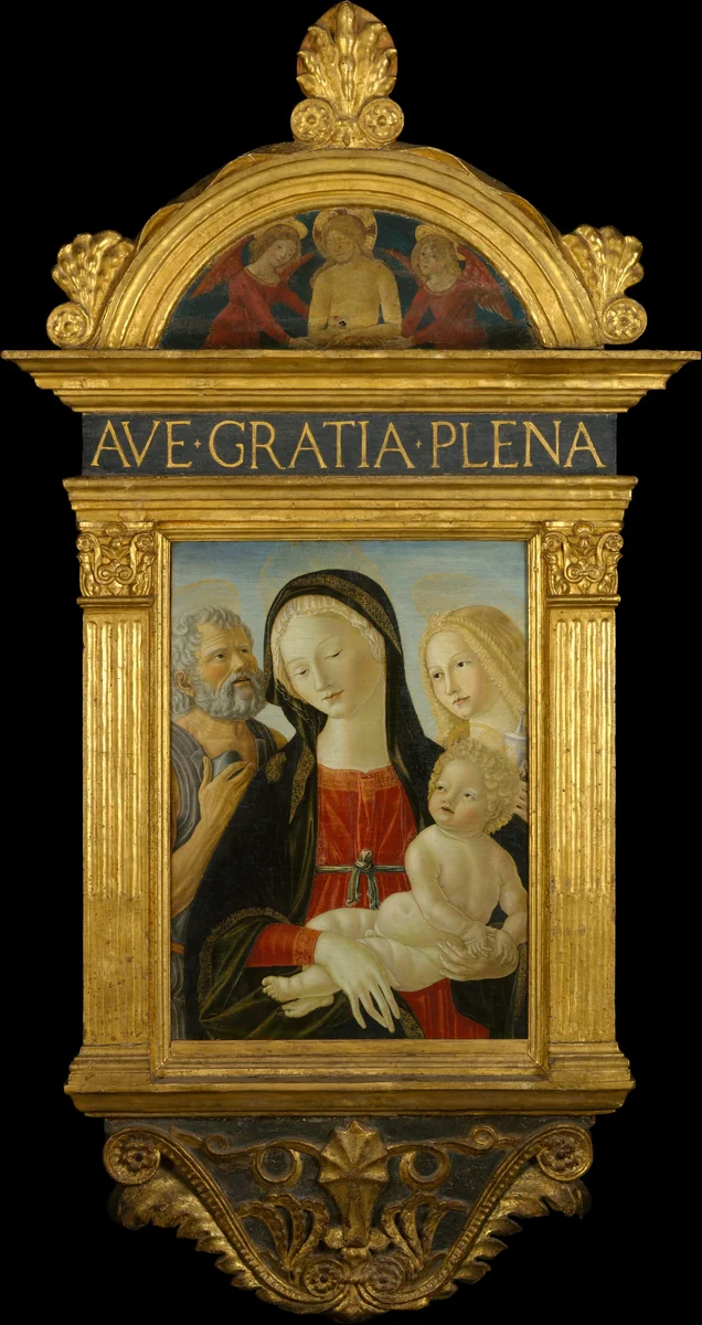 Madonna and Child with Saints Jerome and Mary Magdalen by Neroccio de' Landi, painting, 1485-1495