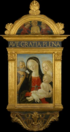 Madonna and Child with Saints Jerome and Mary Magdalen by Neroccio de' Landi, painting, 1485-1495