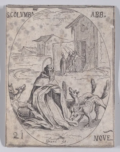 S. Colomban, abbé (St. Colomban, Abbot), November 21st, from "Les Images De Tous Les Saincts et Saintes de L'Année" (Images of All of the Saints and Religious Events of the Year) by Jacques Callot, print, 1636