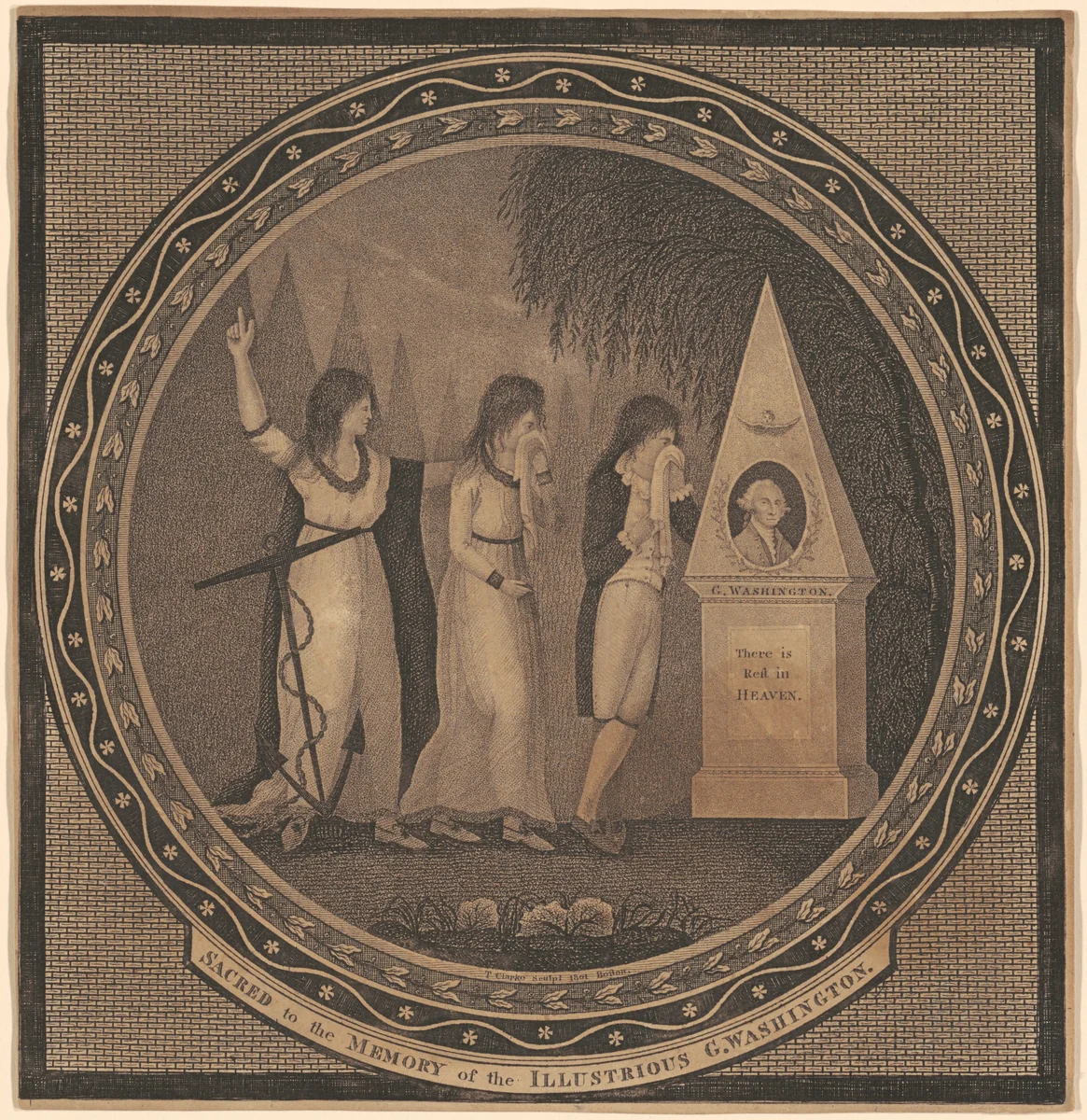 Sacred to the Memory of the Illustrious George Washington by Thomas Clarke, print, 1801