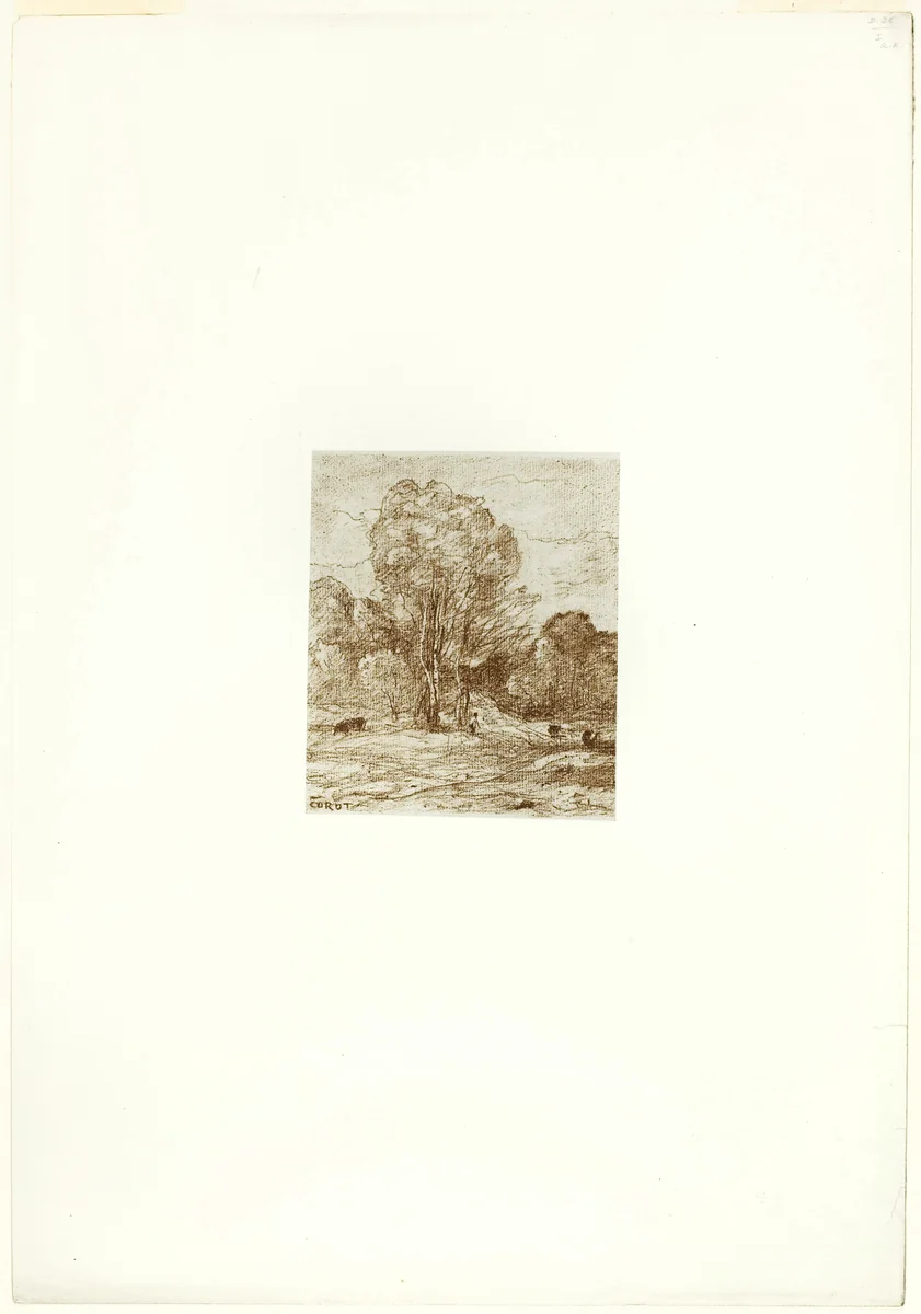 The Cow Pasture by Jean-Baptiste-Camille Corot, print, 1871