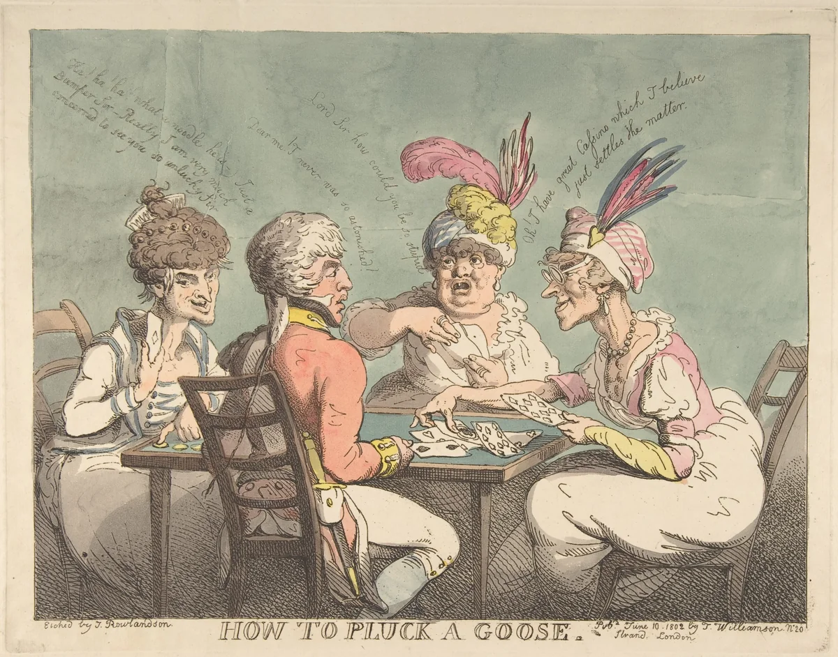 How to Pluck a Goose by Thomas Rowlandson, print, 1802