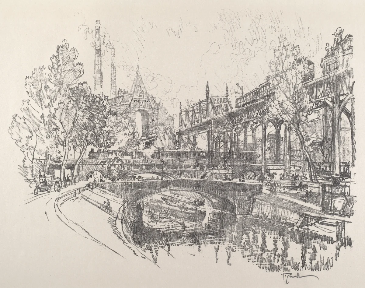 Landwehr Canal, Berlin by Joseph Pennell, print, 1921