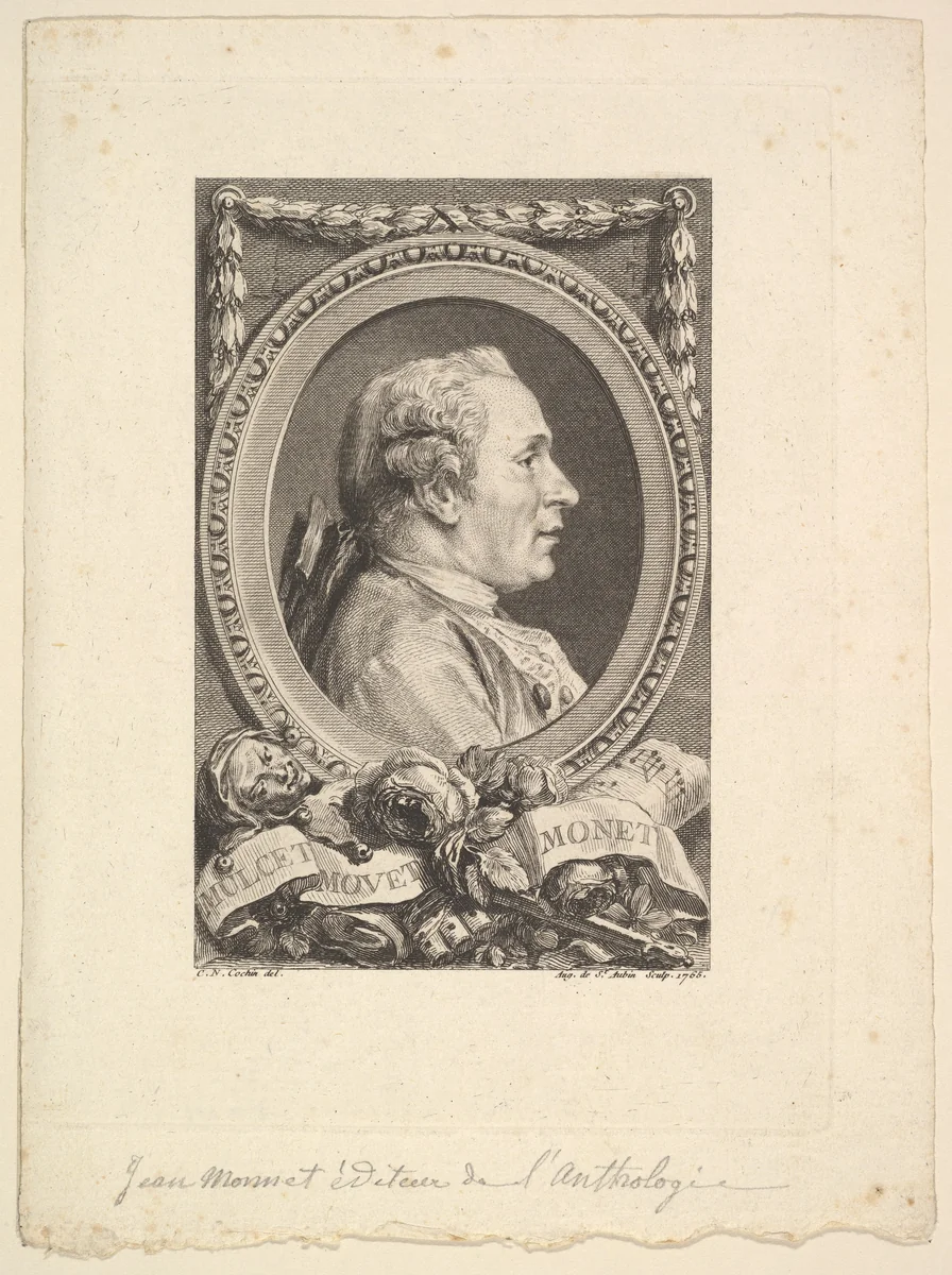 Portrait of Jean Monnet by Augustin de Saint-Aubin, print, 1765