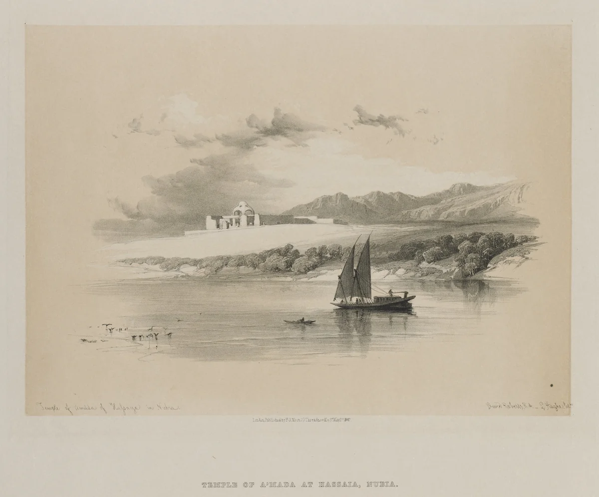 Egypt and Nubia, Volume II: Temple of Amdda, of Hassaya in Nubia by Louis Haghe, print, 1847