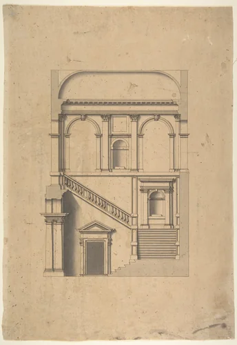 Architectural Design in Section by Leonardo Marini, drawing, 1700-1800