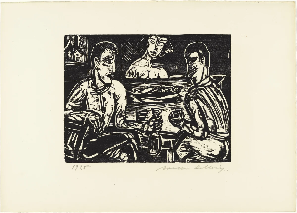 Drunkards (Die Trinker) from 16 Woodcuts (16 Holzschnitte) by Walter Helbig, print, 1925