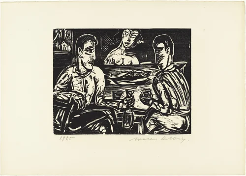 Drunkards (Die Trinker) from 16 Woodcuts (16 Holzschnitte) by Walter Helbig, print, 1925