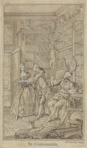Le Connoisseur by Hubert François Gravelot, drawing, 1765