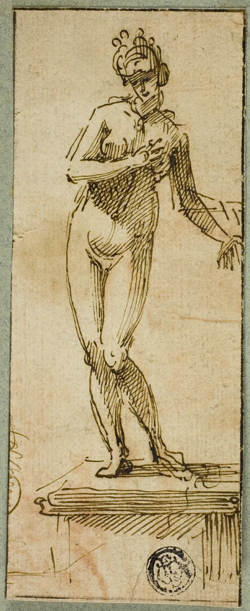 Venus on Pedestal by Francesco Allegrini, drawing, 1600-1699