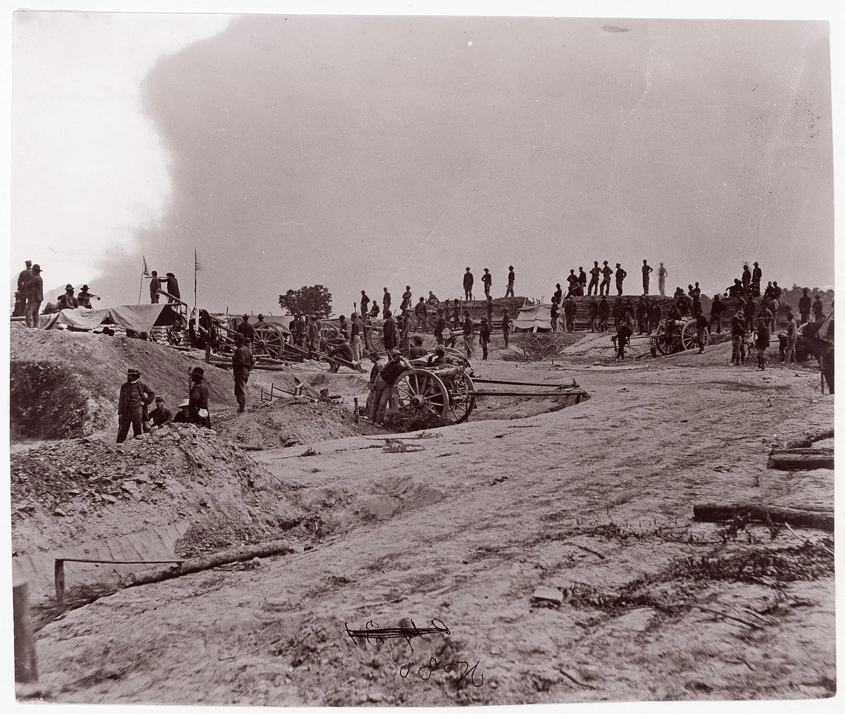 [Outer Line of Confederate Fortifications, in Front of Petersburg, Virginia, Captured by 18th Army Corps] by Timothy O'Sullivan, photograph, 1864