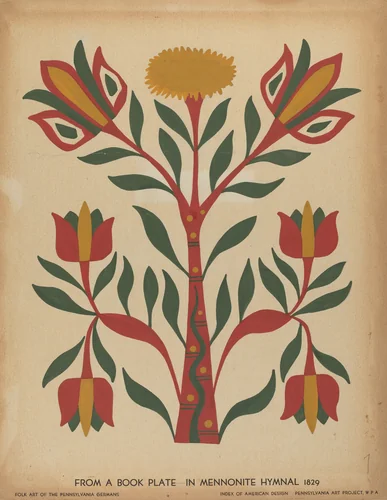 Drawing for Plate 7: From Portfolio "Folk Art of Rural Pennsylvania" by American 20th Century, index of american design, 1939