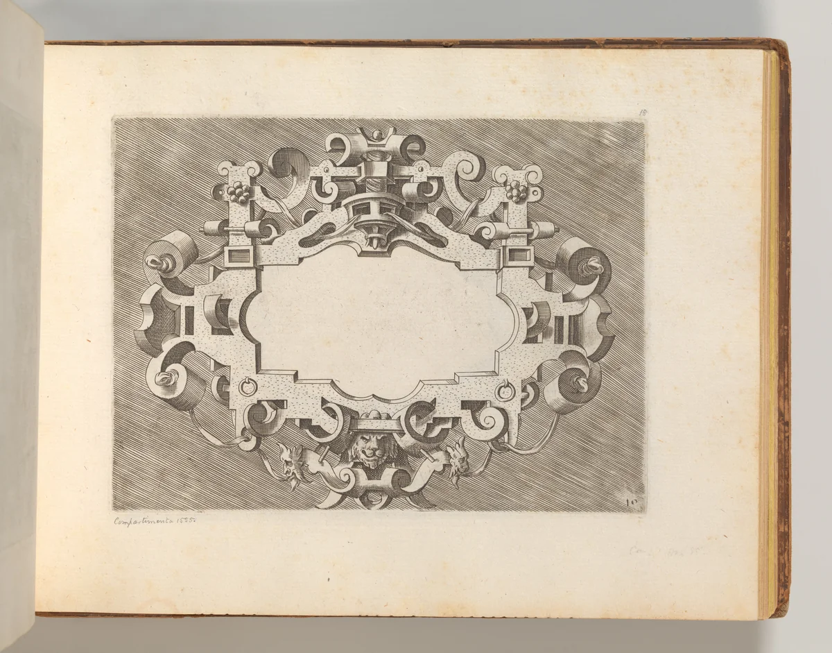 Targhe ed altri ornati di varie e capricciose invenzioni (Cartouches and other ornaments of various and capricious invention, page 21) by Hans Vredeman de Vries, book, 1773