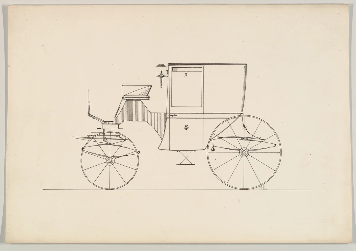 Coupe or Brougham (unnumbered) by Brewster & Co., drawing, 1850-1870