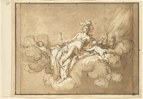 Juno Seated on the Clouds by Luigi Brenta, drawing, 1800-1900