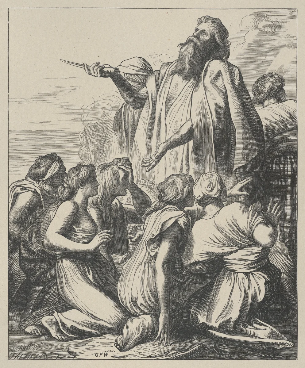 Noah's Sacrifice, from "Dalziels' Bible Gallery" by George Frederic Watts, print, 1881