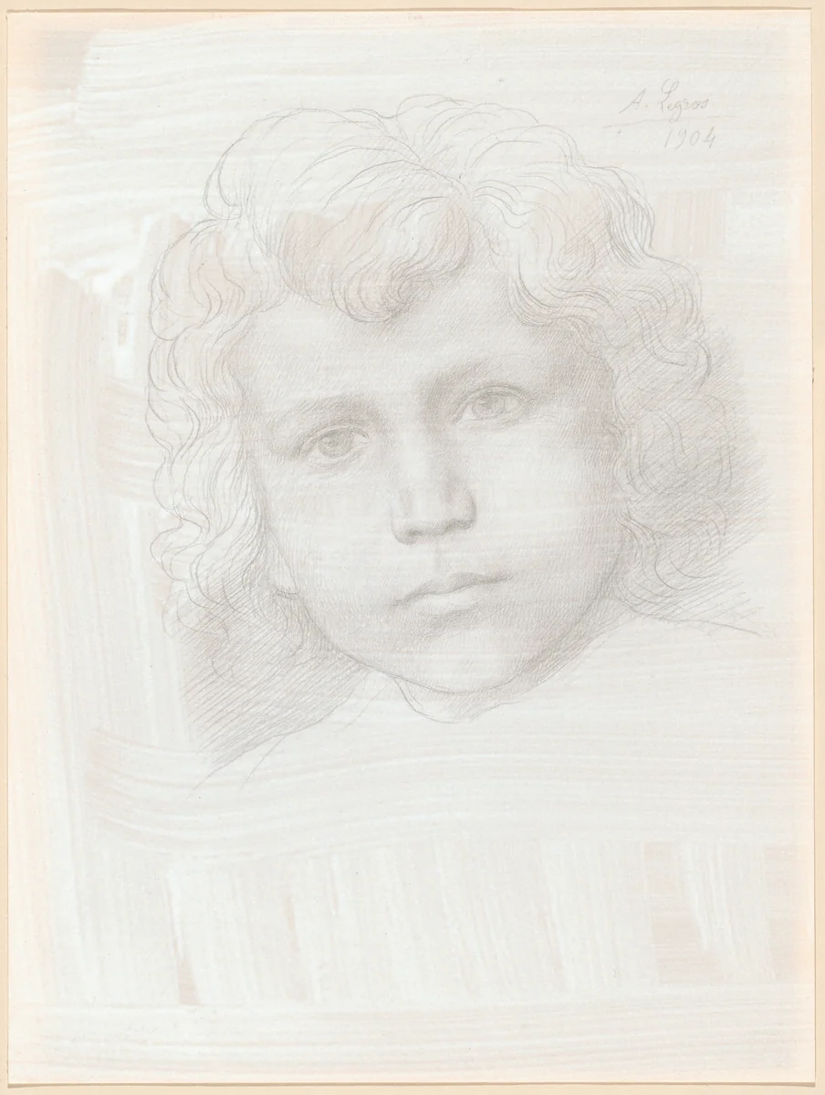 Study of Cupid (Head of a Girl) by Alphonse Legros, drawing, 1904