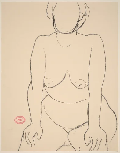 Untitled [seated nude leaning forward with her hands on her knees] by Richard Diebenkorn, drawing, 1955-1967