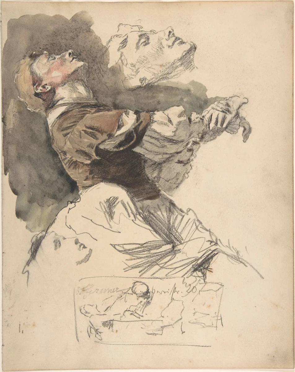 Study of a Female Dancer by Otto Greiner, drawing, 1869-1916