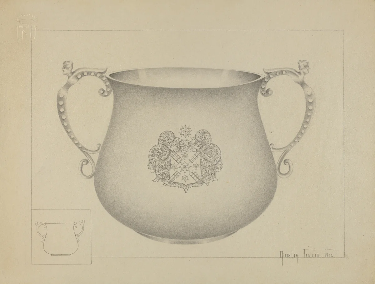 Silver Caudle Cup by Amelia Tuccio, index of american design, 1936