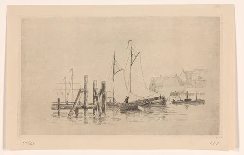 Haven in Dordrecht by Carel Nicolaas Storm van 's-Gravesande, print, 1880