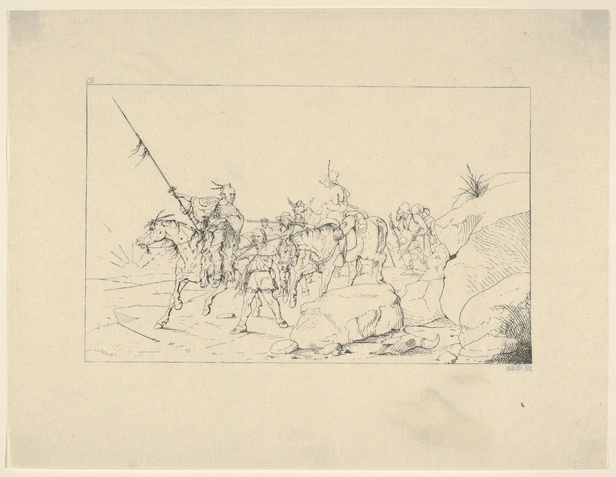 Albert S. Johnston Crossing the Desert to Join the Southern Army (from Confederate War Etchings) by Adalbert John Volck, print, 1861-1863